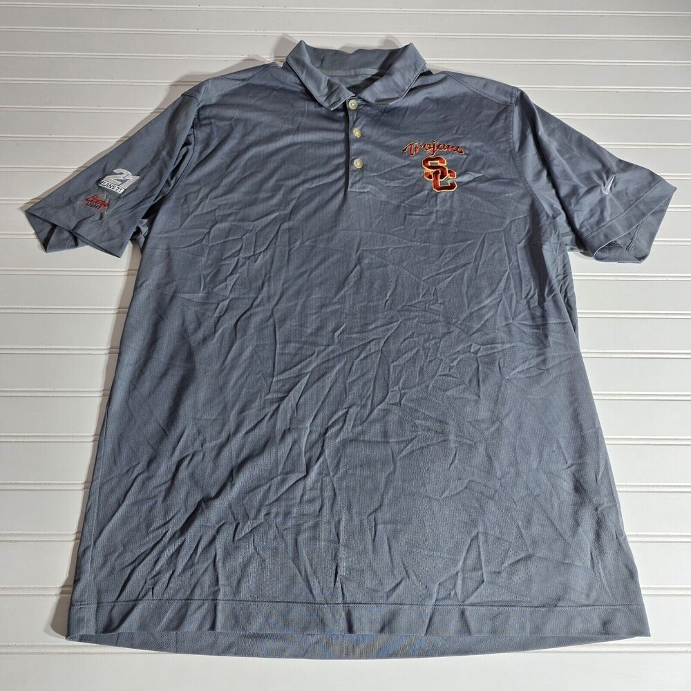 USC Trojans Nike Dri-Fit Shirt X Coors Light Mens Size Large Polo Golf Gray